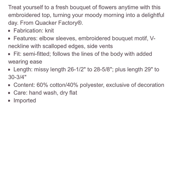 Quacker Factory 2X scallop neck flower embroidered Top - Picture 8 of 10